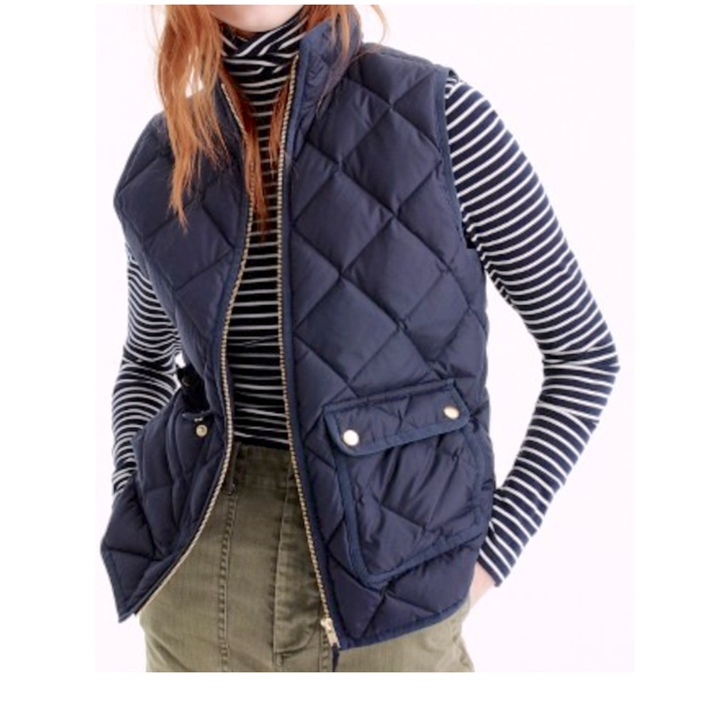 J. Crew Navy blue quilted vest XS